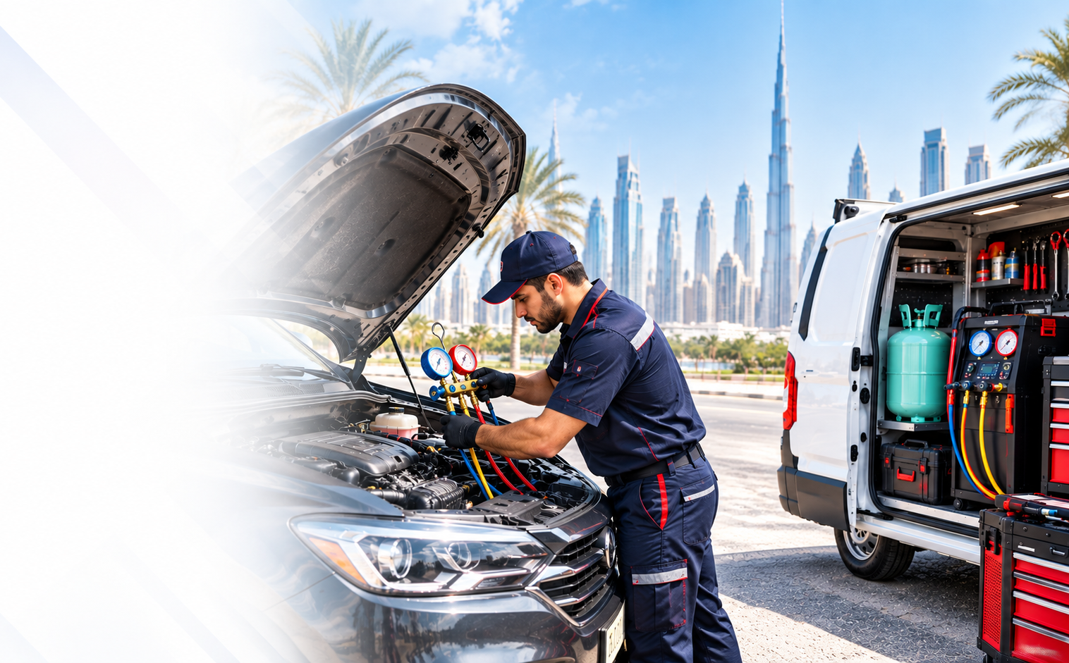 On-site car AC repair service van