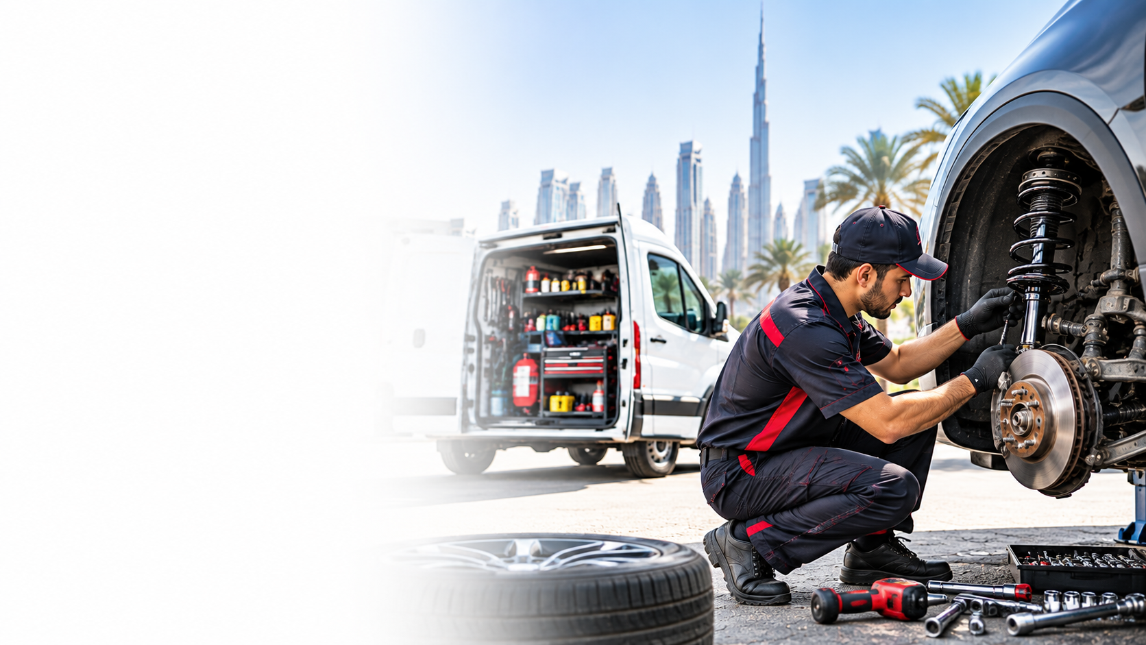On-site car AC repair service van
