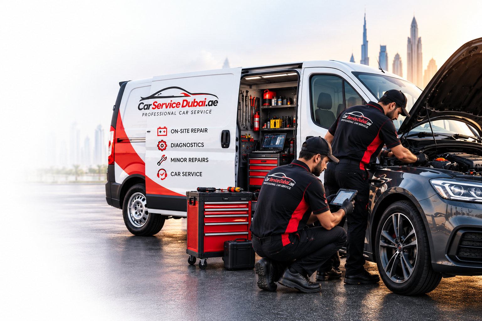 On-site car AC repair service van